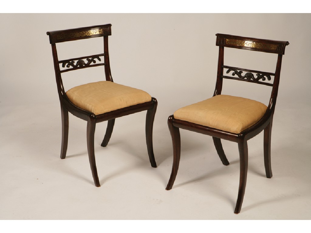 Appraisal: A SET OF SIX REGENCY SIMULATED ROSEWOOD AND BRASS INLAID