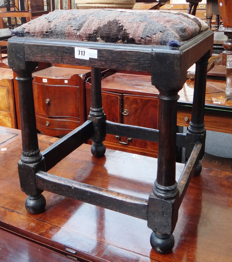 Appraisal: A th century and later oak stool of square form