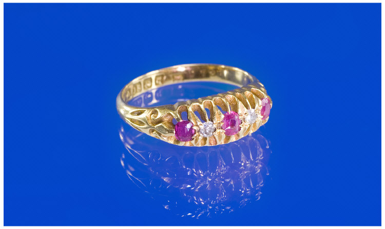 Appraisal: ct Gold Ruby And Diamond Ring Five Stone Ring Comprising