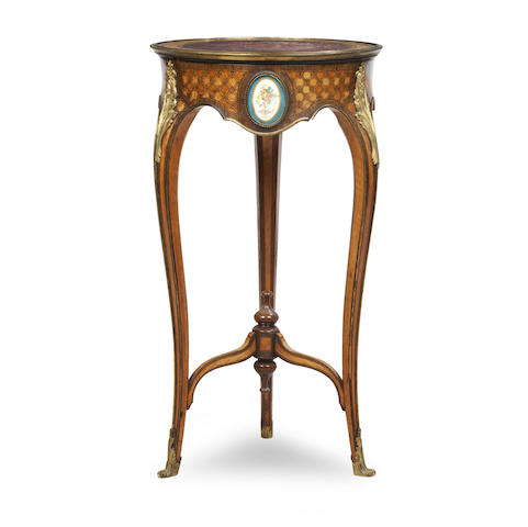 Appraisal: A late th century French walnut and inlaid table-a-ambulant The