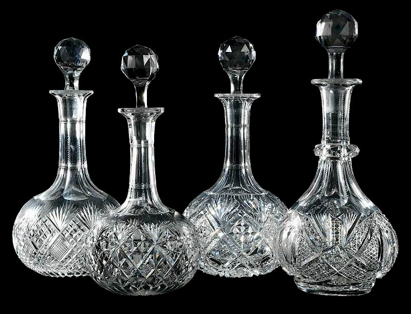 Appraisal: Four Cut Glass Decanters Dorflinger three decanters by Dorflinger one