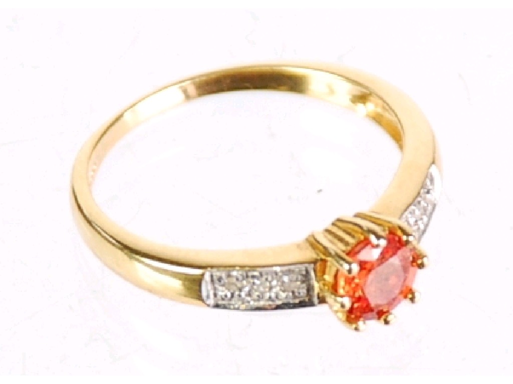 Appraisal: ct GOLD RING set with a circular pink Ceylon sapphire