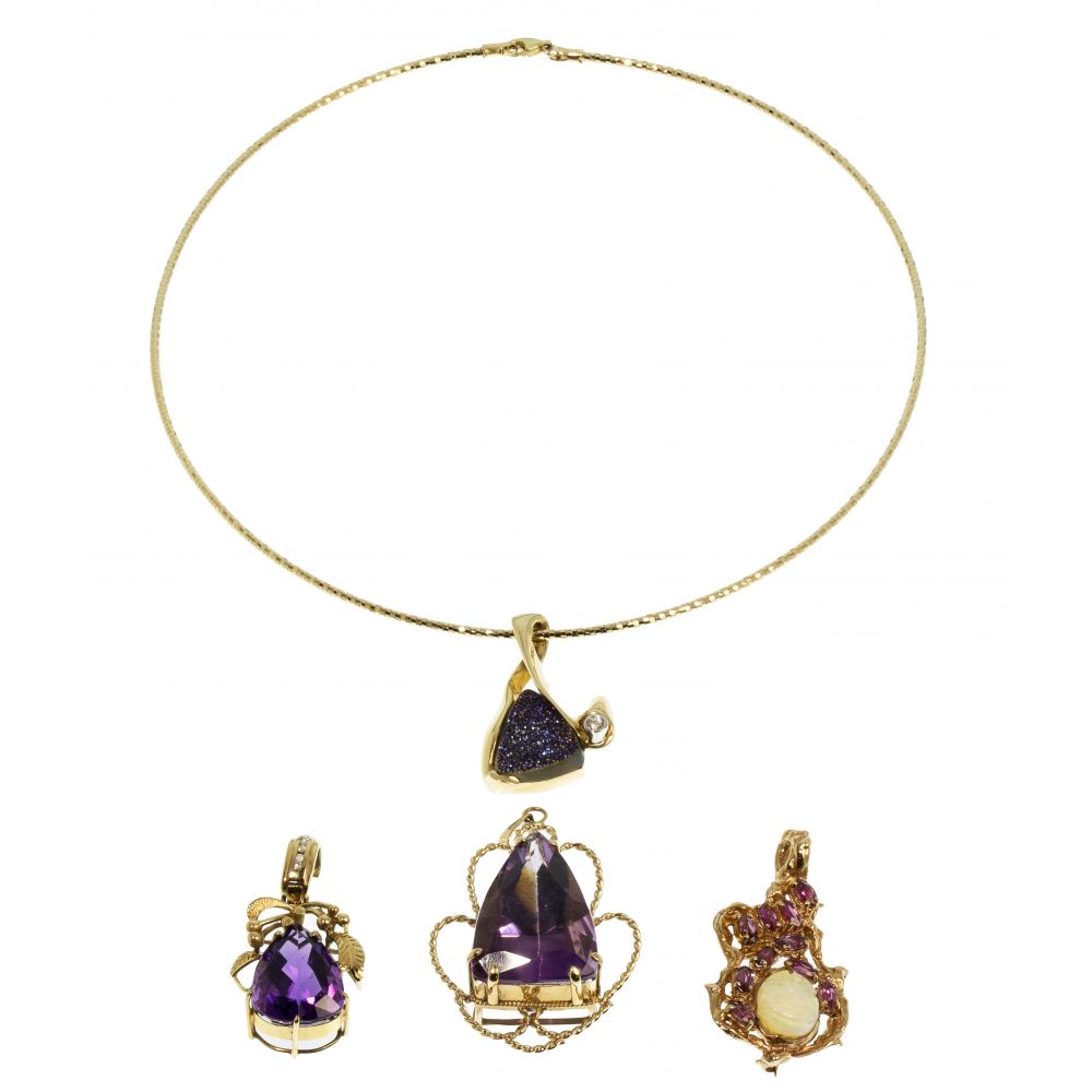 Appraisal: K YELLOW GOLD AND SEMI-PRECIOUS GEMSTONE JEWELRY ASSORTMENT items including