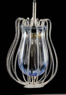 Appraisal: Murano Clear Blue Cage Form Chandelier Contemporay Italian Murano chandelier