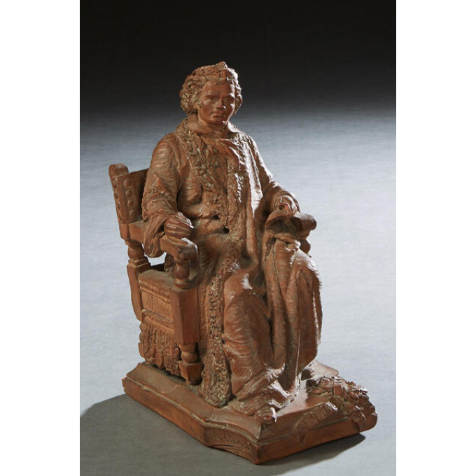 Appraisal: Terracotta Beethoven Figure th c seated in an armchair on