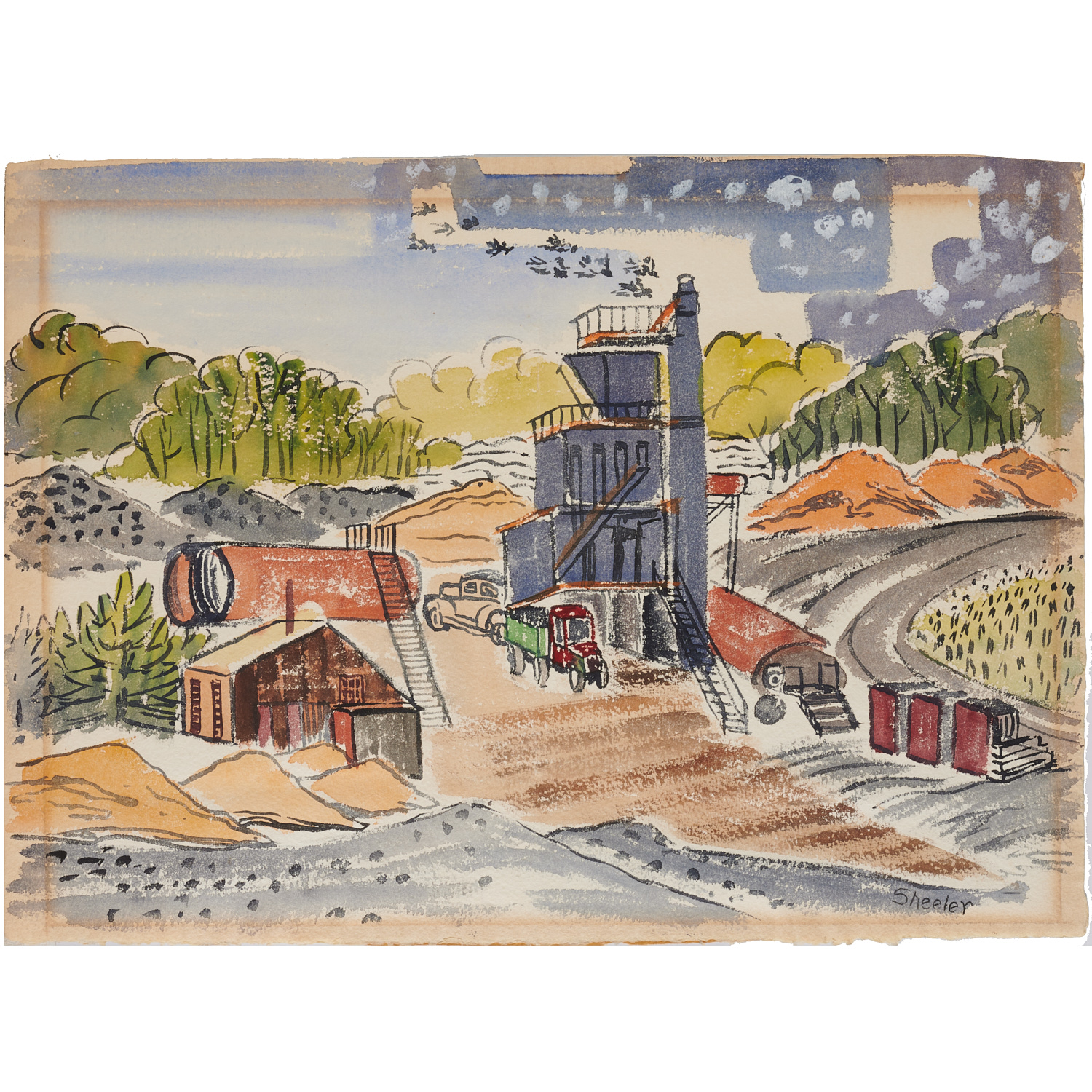 Appraisal: CHARLES SHEELER MANNER TWO-SIDED PAINTING Manner of Charles Sheeler American