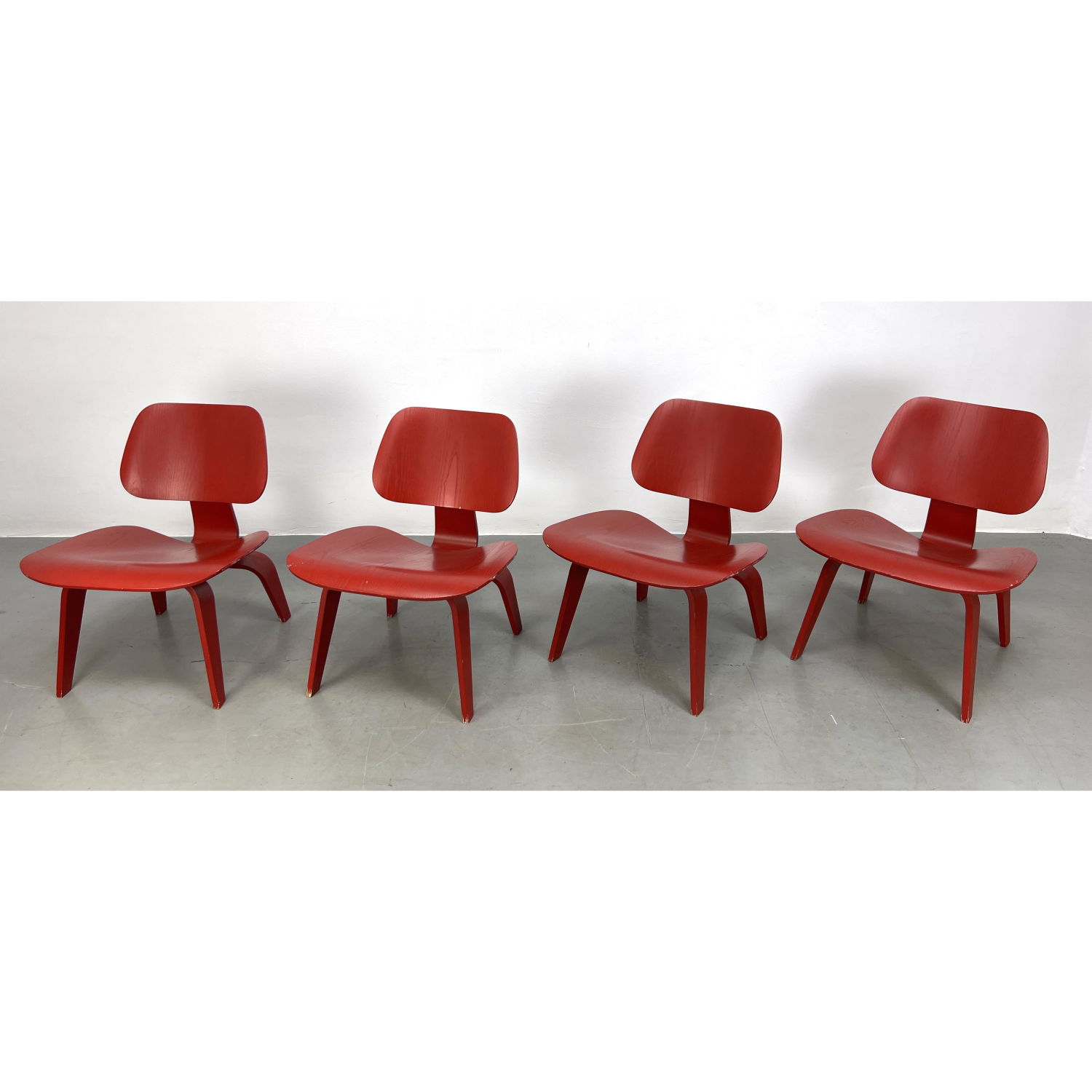 Appraisal: Set pc of Red LCW Chairs Herman Miller Charles Eames