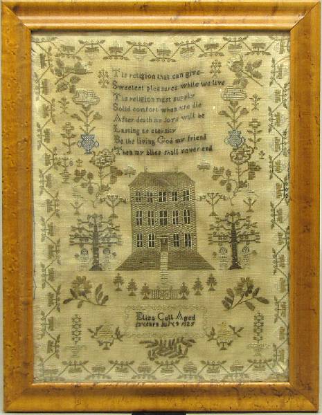 Appraisal: A framed needlework verse sampler Eliza Cull dated July The