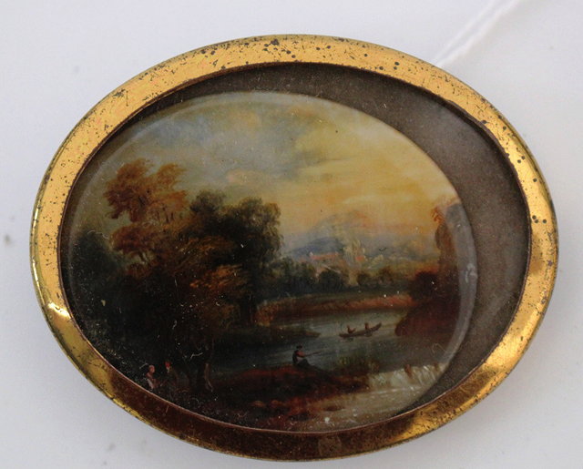 Appraisal: TH CENTURY FRENCH SCHOOL 'LAC DE PLACIDE' reverse painting on