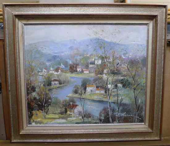 Appraisal: Lucien de Larue French - oil on canvas River through