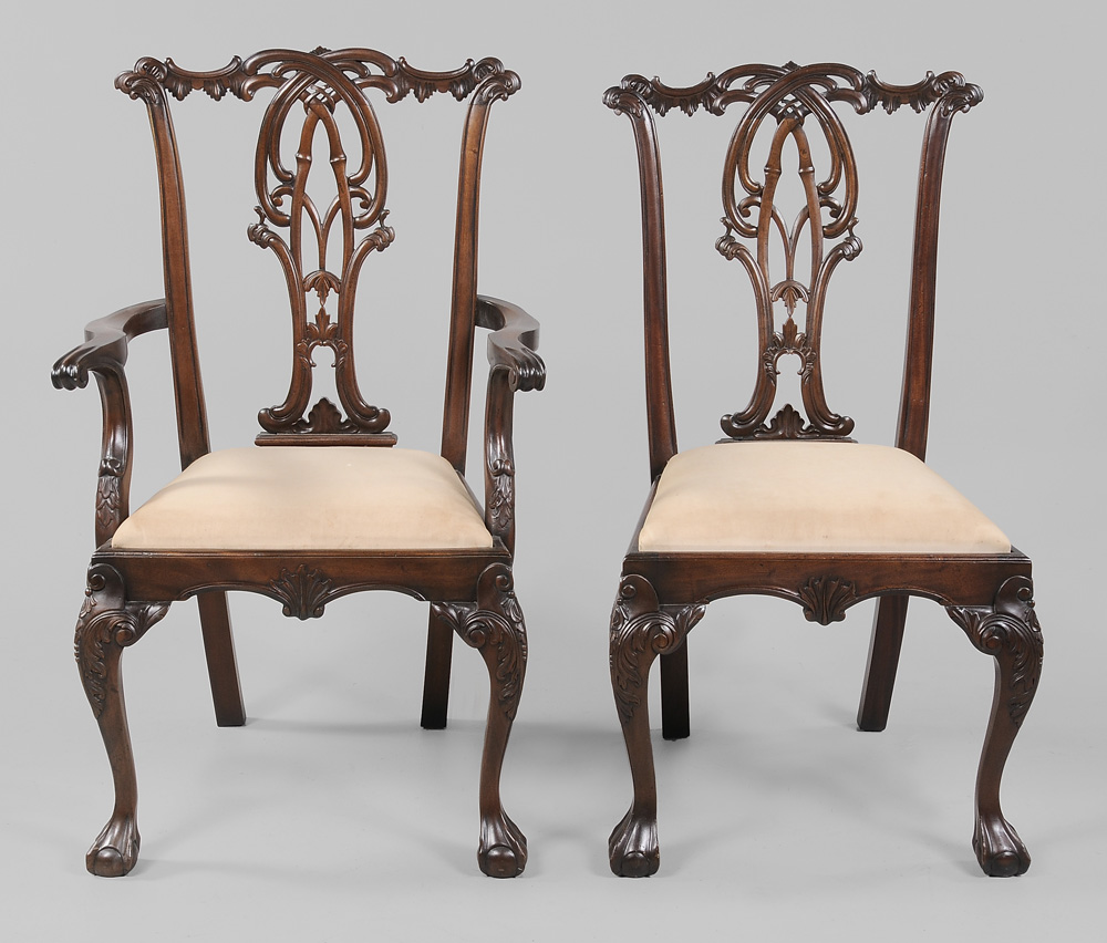 Appraisal: Two Chippendale Style Carved Mahogany Dining Chairs th century comprising