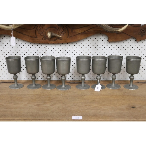 Appraisal: Good set of Pewter goblets each approx cm H