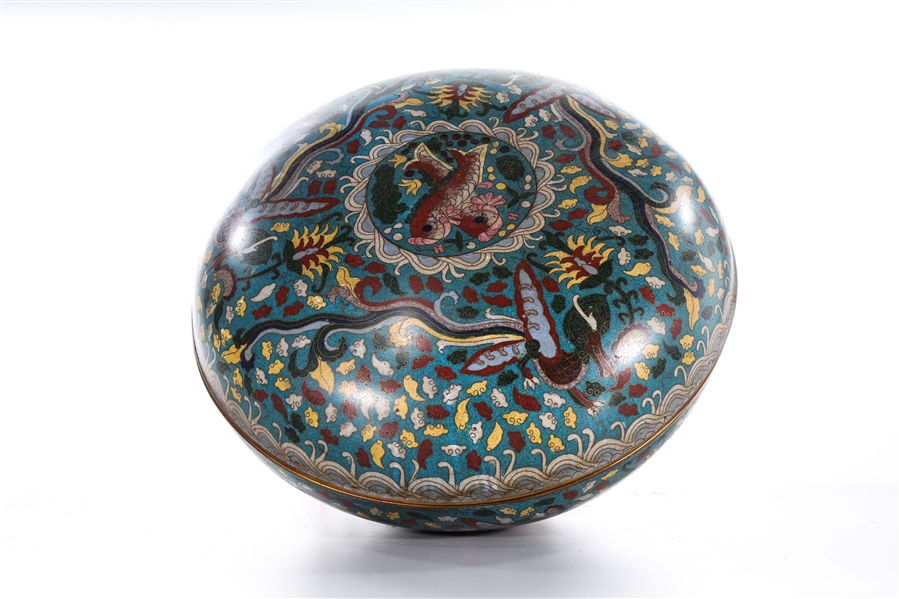 Appraisal: Chinese cloisonne enamel covered container x approx