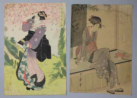 Appraisal: TWO JAPANESE UKIYO-E PRINTS the first YEIZAN Kikugawa - Beauty