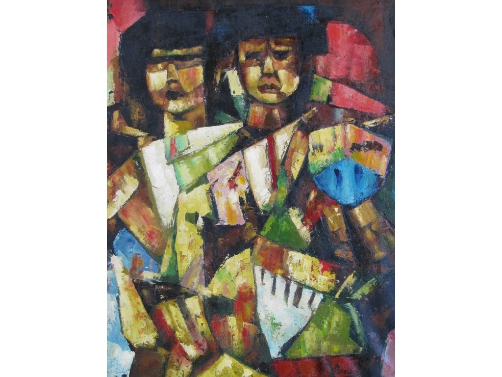 Appraisal: M GARCIA Oil on canvas 'Two Matadors' signed and dated