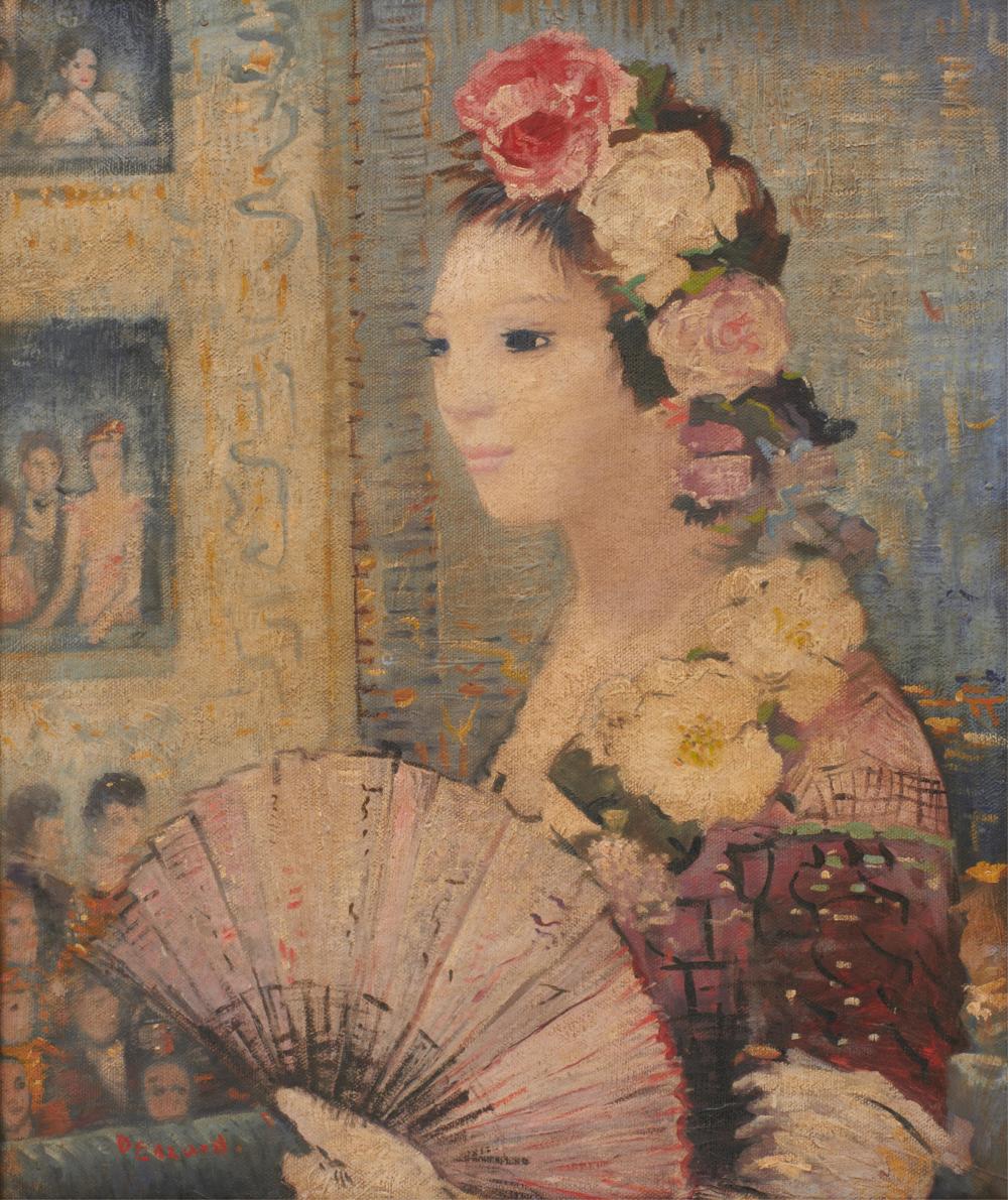 Appraisal: DIETZ EDZARD French - Untitled Woman with Fan oil on