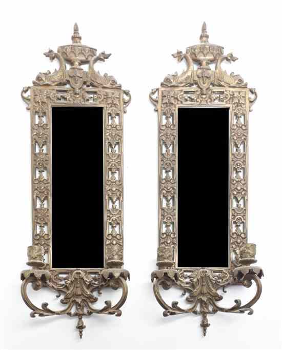 Appraisal: A Pair of Neoclassical Gilt Metal Two-Light Sconces each having