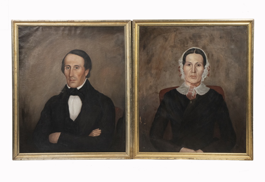 Appraisal: PORTRAITS OF BOSTON HUSBAND AND WIFE CIRCA Woman in Lace