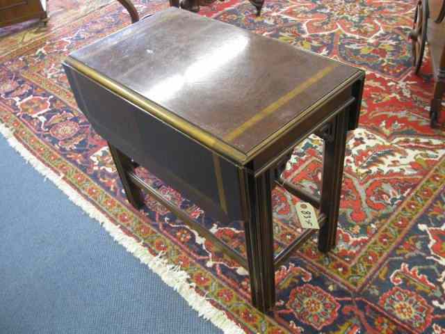 Appraisal: Mahogany Side Table banded inlay drop sides carved trim