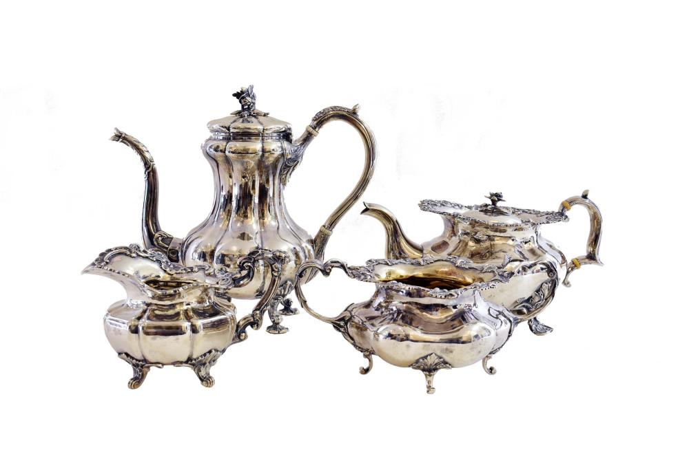 Appraisal: RUSSIAN FOUR-PIECE SILVER TEA SERVICEMarked LTR above a winged eagle