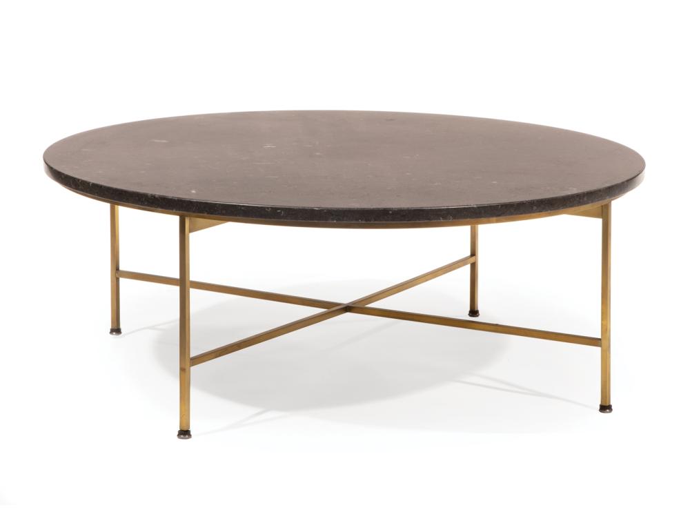 Appraisal: Paul McCobb Directional Brass Marble Coffee Table s black and