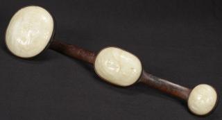 Appraisal: White Jade Ruyi Scepter Qing Chinese inlaid rosewood and white