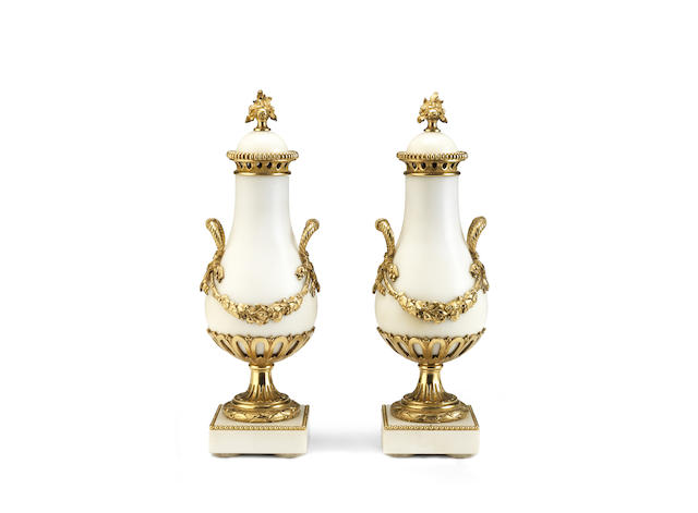 Appraisal: A pair of Louis XVI style Carrara marble and gilt