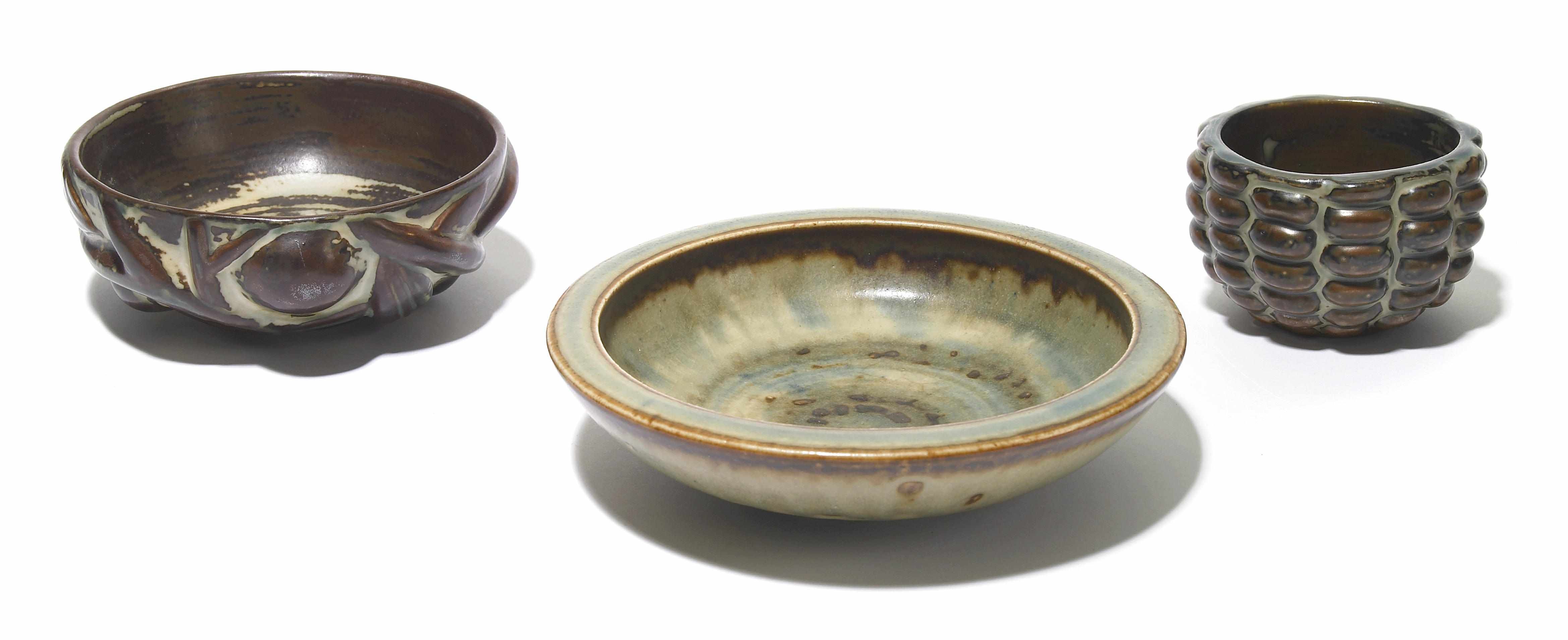 Appraisal: Two Axel Salto for Royal Copenhagen glazed stoneware bowls each