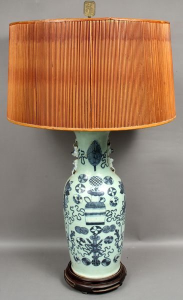 Appraisal: th Century Chinese floor vase converted to lamp tall to