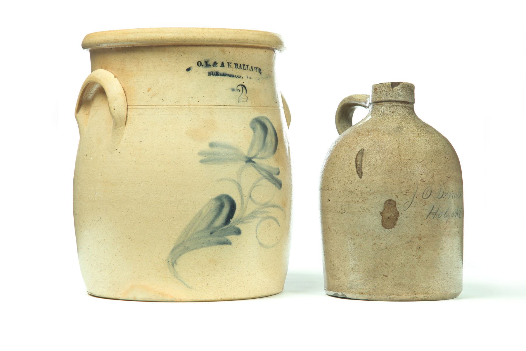 Appraisal: STONEWARE CROCK AND JUG American nd half- th century Crock