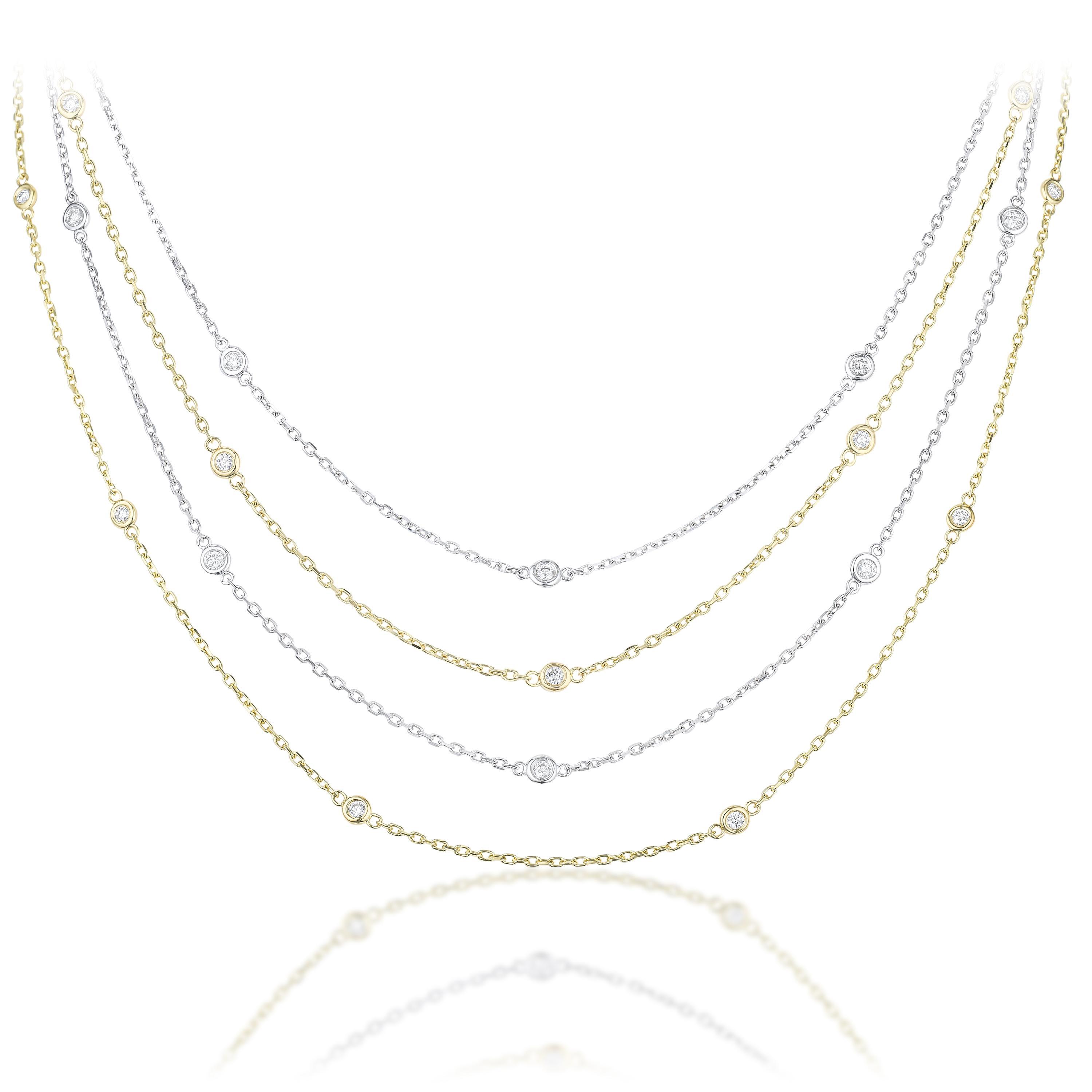 Appraisal: GROUP OF BEZEL-SET DIAMOND NECKLACES METAL K yellow and white