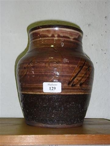 Appraisal: A 'S WINCHCOMBE JAR with iron brushwork probably Charles Tustin