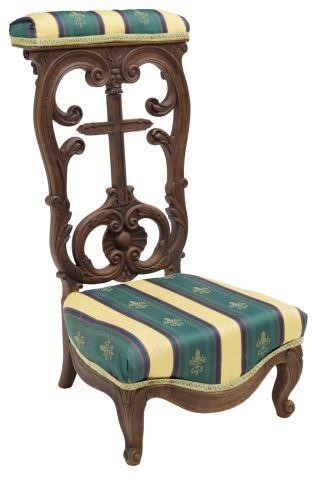 Appraisal: French prie-dieu prayer kneeler th c padded top rail and