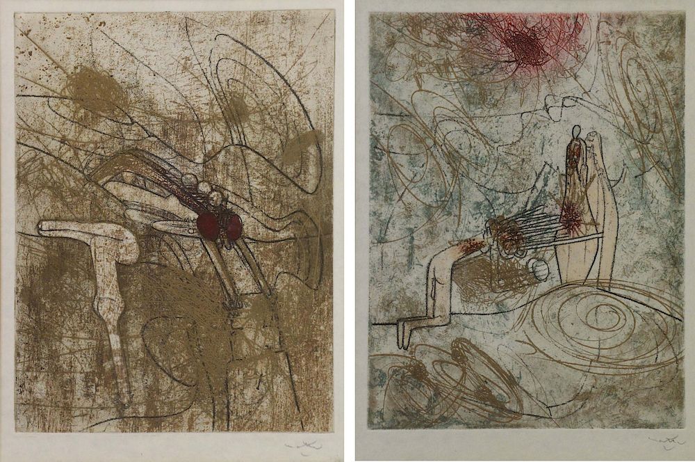 Appraisal: ROBERTO MATTA CHILEAN - Lot of Two Etchings Signed lower