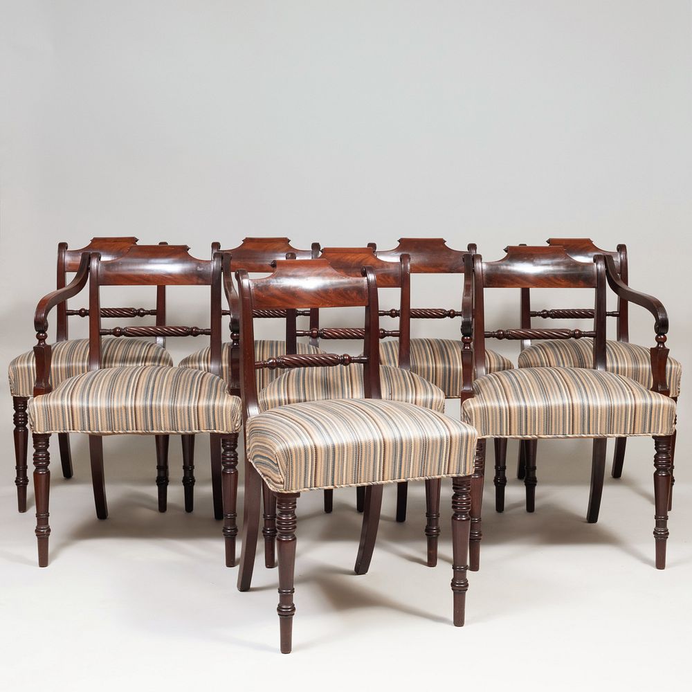 Appraisal: Set of Eight Regency Style Mahogany Dining Chairs Comprising a