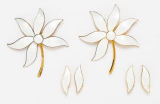 Appraisal: A Collection of Gilt Silver and Enamel Floral Motif Jewelry