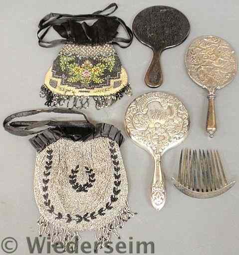 Appraisal: Two ladies change purses silver hair comb two silver hand