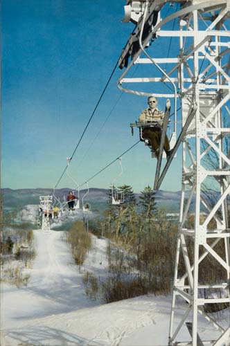 Appraisal: DESIGNER UNKNOWN SKIING LAURENTIANS Two large format color promotional photographs