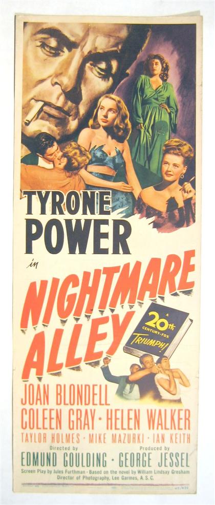 Appraisal: pieces Movie Posters Nightmare Alley th-Century Fox copies Color litho