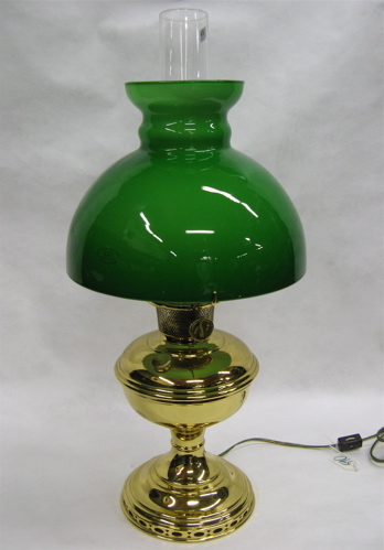 Appraisal: TWO BRASS DESK LAMPS in the style of hurricane lamps