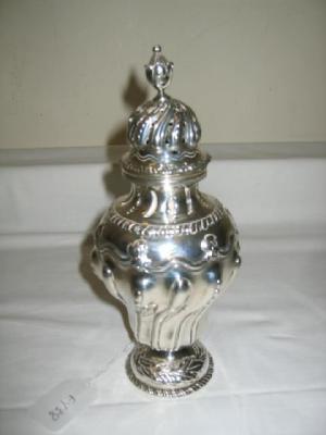 Appraisal: A VICTORIAN SUGAR CASTOR of baluster form with urn finial