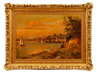 Appraisal: Diamant Early th C Oil New York Harbor Scene David