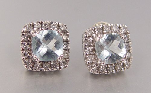 Appraisal: K AQUAMARINE DIAMOND EARRINGS K white gold earrings contain two