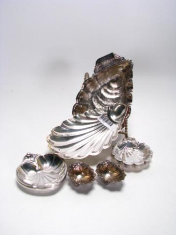 Appraisal: Group of shell motif sterling silver including set of eight