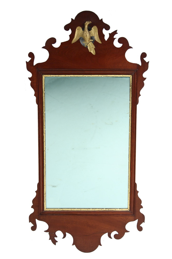 Appraisal: MIRROR - Circa Mahogany Chippendale period wall mirror with shaped