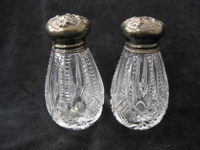 Appraisal: Sinclaire Cut Glass Salt Pepper sterling silver tops with floral