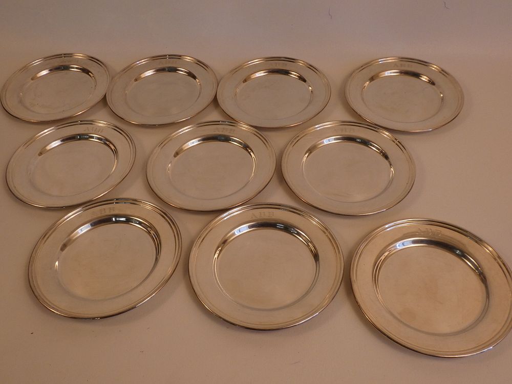 Appraisal: STERLING SILVER PLATES Set sterling silver inch plates by Dominic