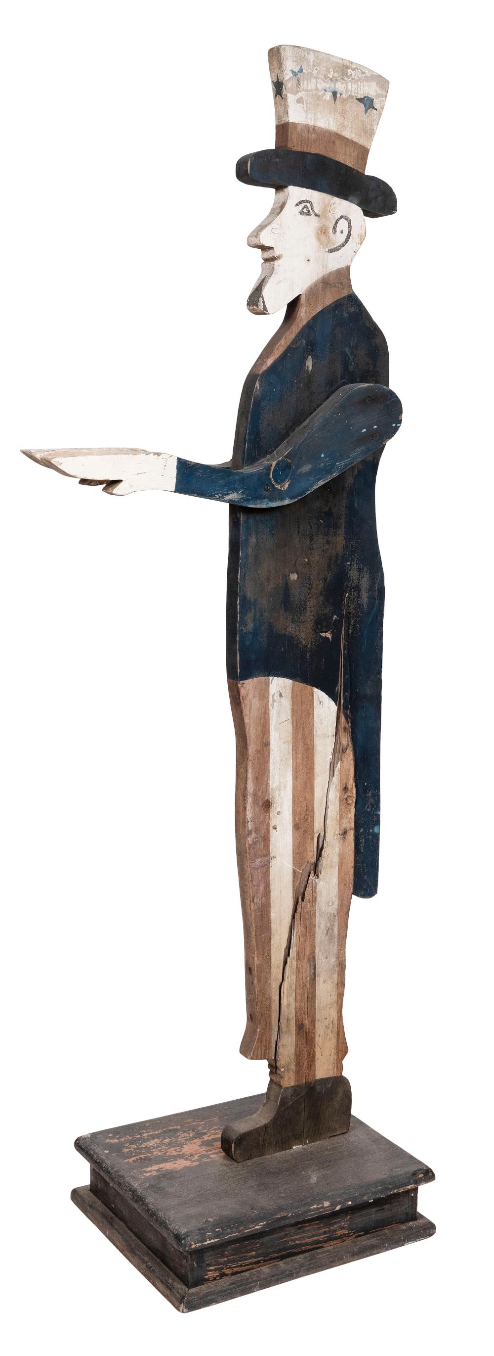 Appraisal: WOODEN SILHOUETTE FIGURE OF UNCLE SAM TH CENTURY HEIGHT APPROX