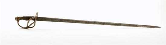 Appraisal: Confederate cavalry sword circa unmarked possibly Griswald brass three-bar handguard