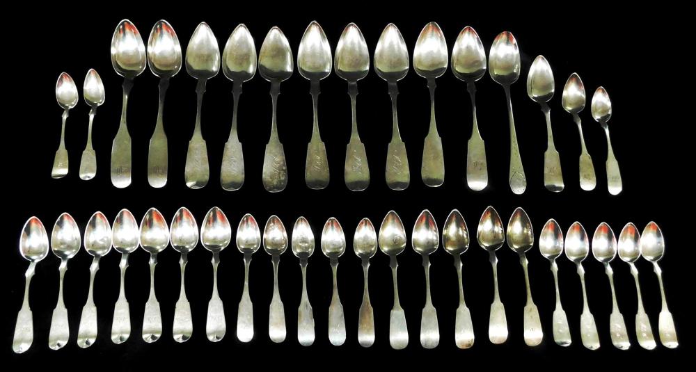 Appraisal: COIN SILVER Thirty-eight pieces by Philadelphia silversmiths American th C